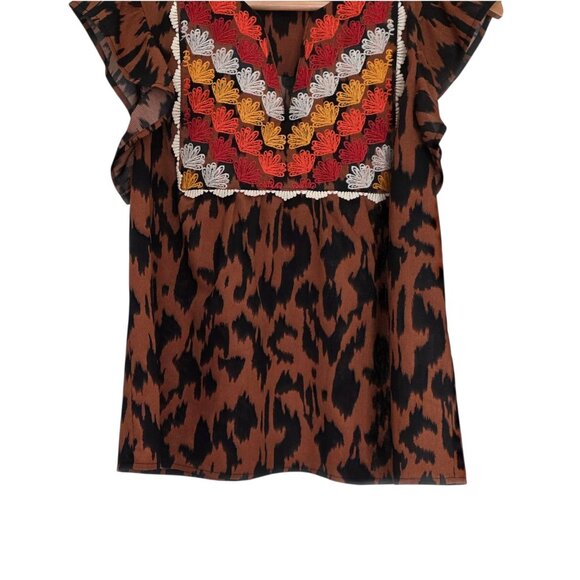 Women's - THML Brown Embroidered Blouse, Size Small - Picture 4 of 8